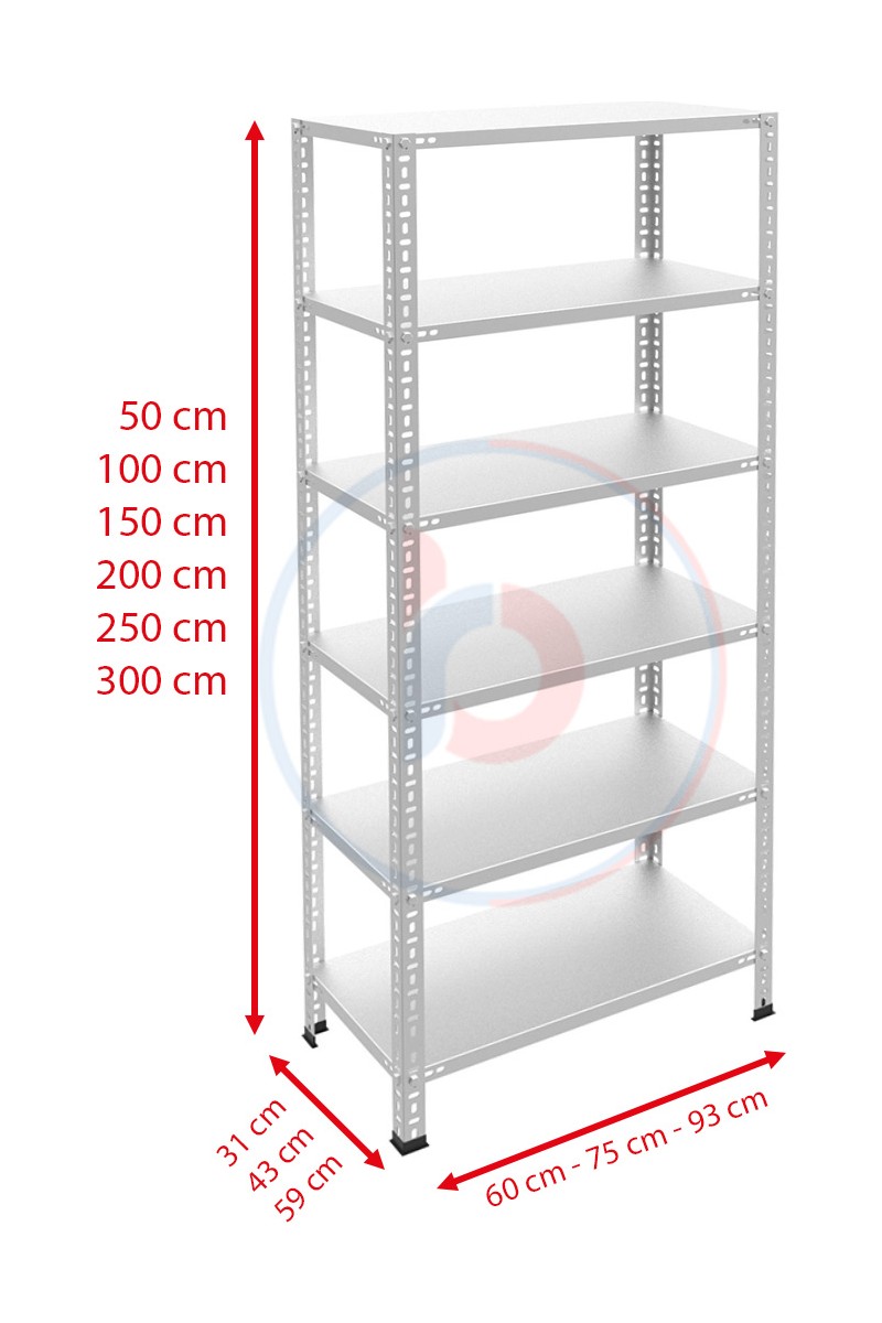 Rafburada Rafburada 6 Katlı 43X93X200 cm Galvaniz Çelik Raf - Depo, Arşiv, Kiler, Dosya, Market Rafı — 2. ürün görseli