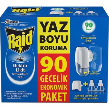 Raid Raid Elektro Likit Sivrisinek Kovucu 90 Gece Etkili 1 Isıtıcı 2 Yedek 54.8 ml Ekonomik fiyatı ve görseli