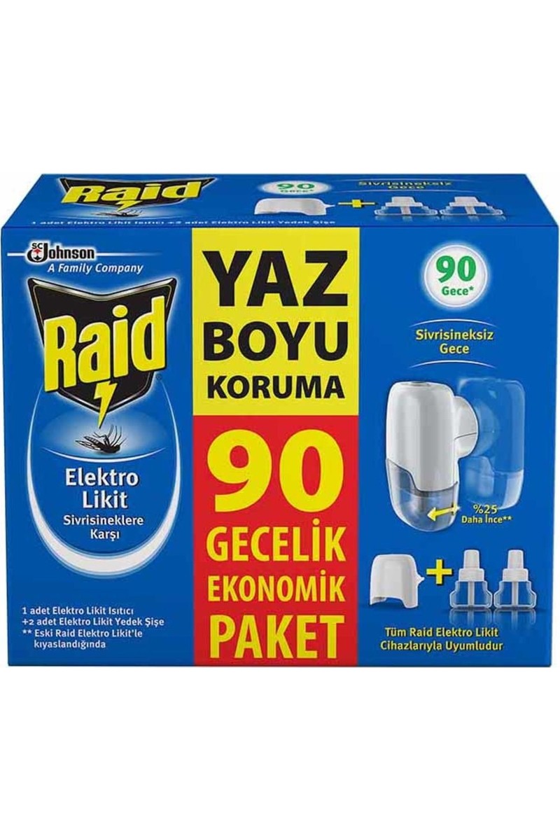 Raid Raid Elektro Likit Sivrisinek Kovucu 90 Gece Etkili 1 Isıtıcı 2 Yedek 54.8 ml Ekonomik — 3. ürün görseli