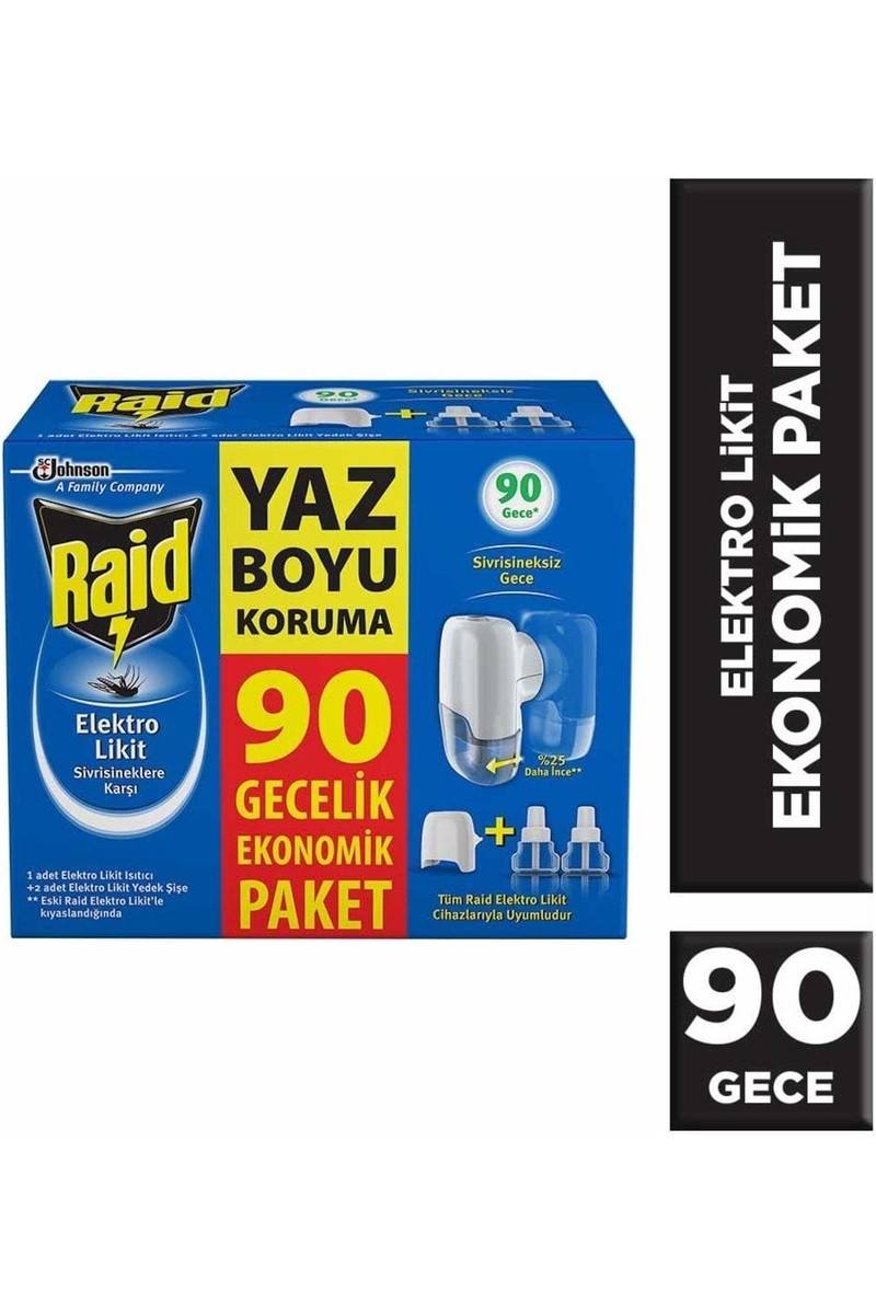 Raid Raid Elektro Likit Sivrisinek Kovucu 90 Gece Etkili 1 Isıtıcı 2 Yedek 54.8 ml Ekonomik — 4. ürün görseli