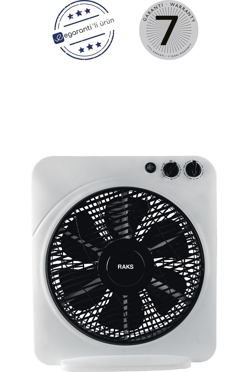 Raks 60W Yer Tipi Kutu Vantilatör - Güçlü Hava Akımı, Sessiz Çalışma, Masaüstü ve Ayaklı Kullanım, Geniş Salınım Açısı