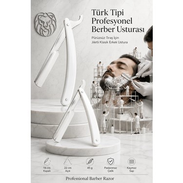 Rapira Rapira Türk Tipi 2 Li Beyaz Profesyonel Berber Usturası, Sakal Şekillendirme ve Pürüzsüz Tıraş Için fiyatı ve görseli