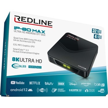 Redline Redline IP-80 Max Box Ultra HD Android OTT Box Wi-Fi HDMI USB Bağlantı Özellikleri fiyatı ve görseli