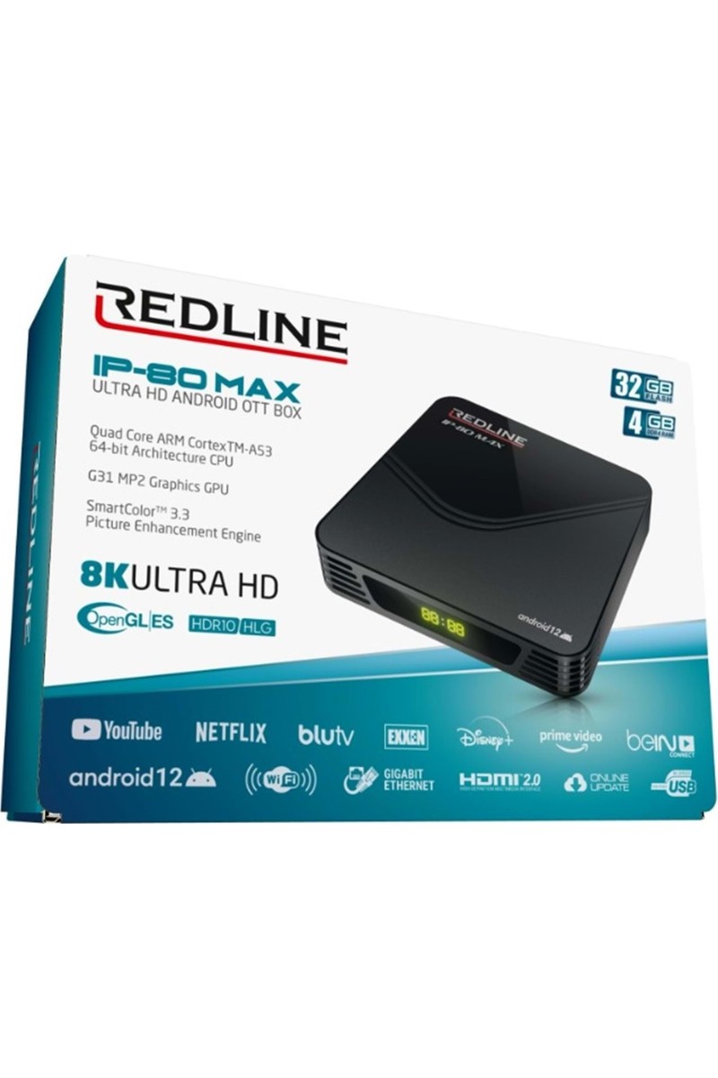 Redline Redline IP-80 Max Box Ultra HD Android OTT Box Wi-Fi HDMI USB Bağlantı Özellikleri — 6. ürün görseli