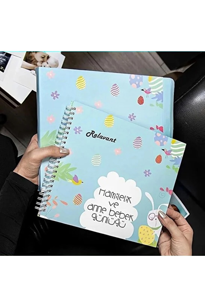 Relavant Hamilelik ve Anne & Bebek Günlüğü & Hamile Anı Defteri & Bebek Anı Defteri Anı Ajandası Mint Yeşil Renk Anı Defteri
