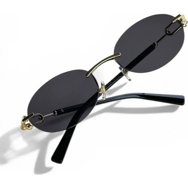 Ren Eyewear Ren Eyewear DERLA Metal Oval Kadın Güneş Gözlüğü Siyah Kesme Cam | Gold Detaylı UV400 Korumalı — 2. ürün görseli