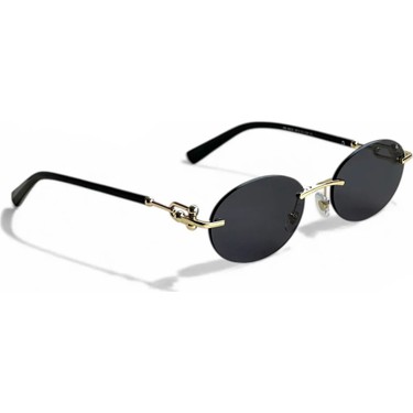 Ren Eyewear Ren Eyewear DERLA Metal Oval Kadın Güneş Gözlüğü Siyah Kesme Cam | Gold Detaylı UV400 Korumalı — 3. ürün görseli
