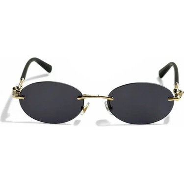 Ren Eyewear Ren Eyewear DERLA Metal Oval Kadın Güneş Gözlüğü Siyah Kesme Cam | Gold Detaylı UV400 Korumalı — 4. ürün görseli