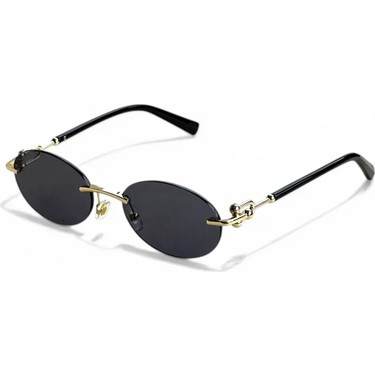 Ren Eyewear Ren Eyewear DERLA Metal Oval Kadın Güneş Gözlüğü Siyah Kesme Cam | Gold Detaylı UV400 Korumalı — 5. ürün görseli