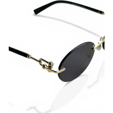 Ren Eyewear Ren Eyewear DERLA Metal Oval Kadın Güneş Gözlüğü Siyah Kesme Cam | Gold Detaylı UV400 Korumalı — 6. ürün görseli