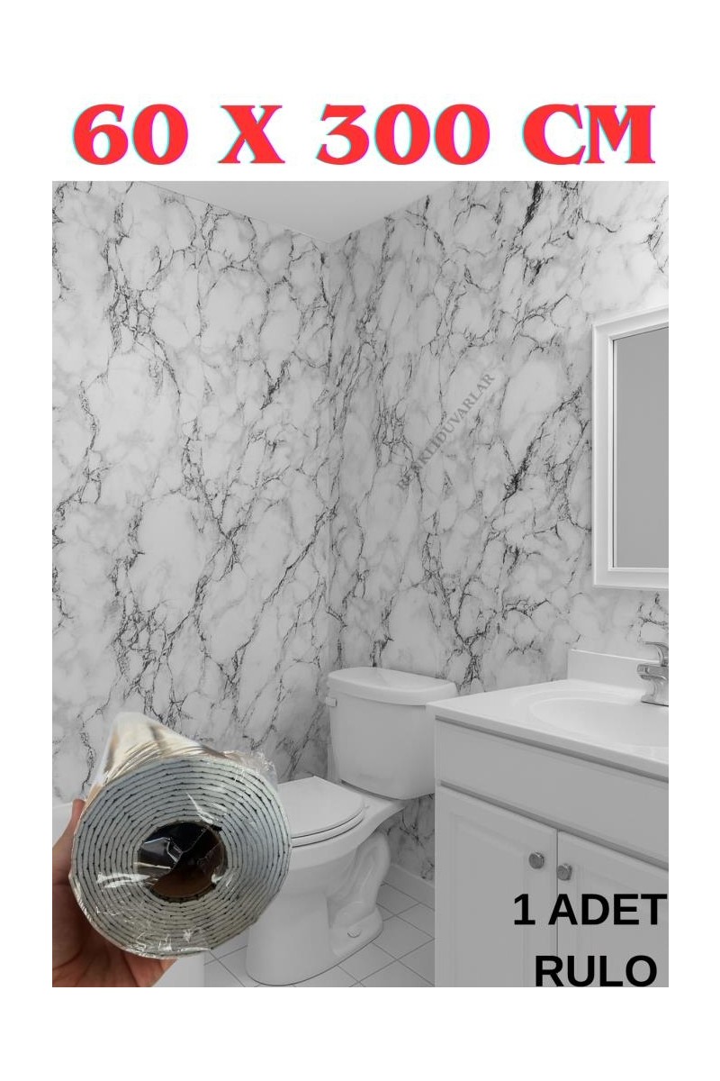 Renkli Renkli Duvarlar 60cm x 3 Metre Tek Parça Yapışkanlı Rulo Mermer Desenli Duvar Paneli Kağıdı Silinebilir TX-015-MAXİ fiyatı ve görseli