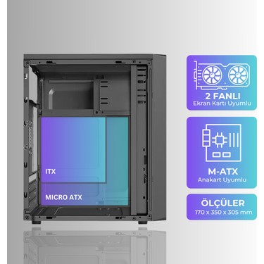 Revenge Revenge Razor Matx Mikro Atx Boş Bilgisayar Kasası Boş Ofis — 3. ürün görseli