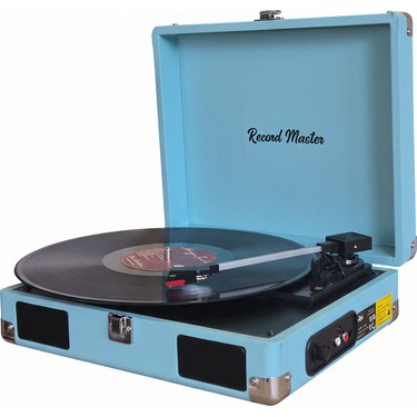 Record Master RM-311 Pikap - Mavi - Tüm Plaklar Ile Uyumlu - Priz ve Powerbanke Takılarak Kullanım - Universal fiyatı ve görseli