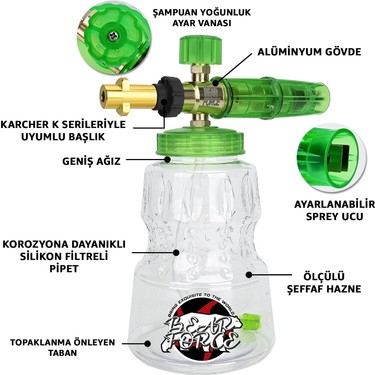Robeve Robeve Bear Force Foam Lance Köpük Yapıcı Aparat 1l Köpük Aparatı Basınçlı Yıkama Makineleri Için — 3. ürün görseli