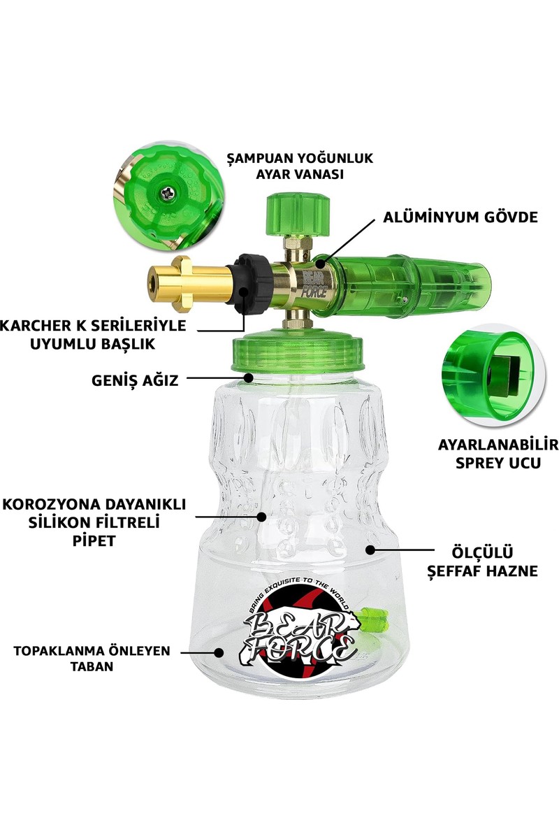 Robeve Robeve Bear Force Foam Lance Köpük Yapıcı Aparat 1l Köpük Aparatı Basınçlı Yıkama Makineleri Için Köpük Aparatı Çift Nozzle Ile Birlikte Foam Canon — 3. ürün görseli