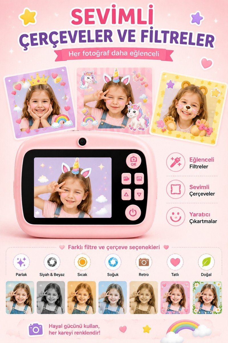 Robeve Robeve Çocuk Termal Baskılı Fotoğraf Makinesi – Anında Baskı Özellikli Çocuk Kamerası, Fotoğraf ve Video Çekimi, Çerçeveler ve Filtreler, Şarj Edilebilir Çocuk Kamerası, Hediye Kağıt ve Kalem Setli — 2. ürün görseli