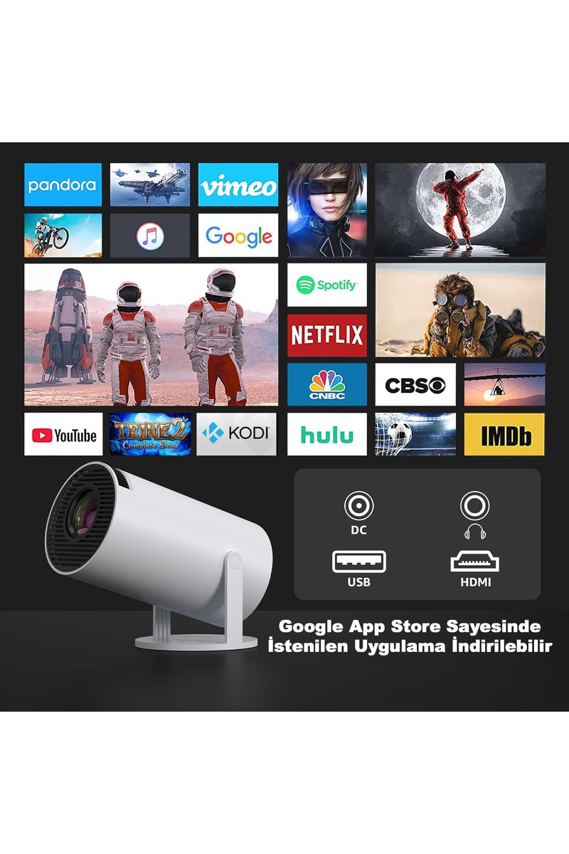 Robeve Robeve Mini Projeksiyon Taşınabilir Projeksiyon Cihazı Hd Projeksiyon Cihazı Android 11 Android Tv Projeksiyon Cihazı Ev Sinema Projeksiyon Akıllı Hoparlörlü Projeksiyon Wifi Bluetooth Taşınabilir — 2. ürün görseli