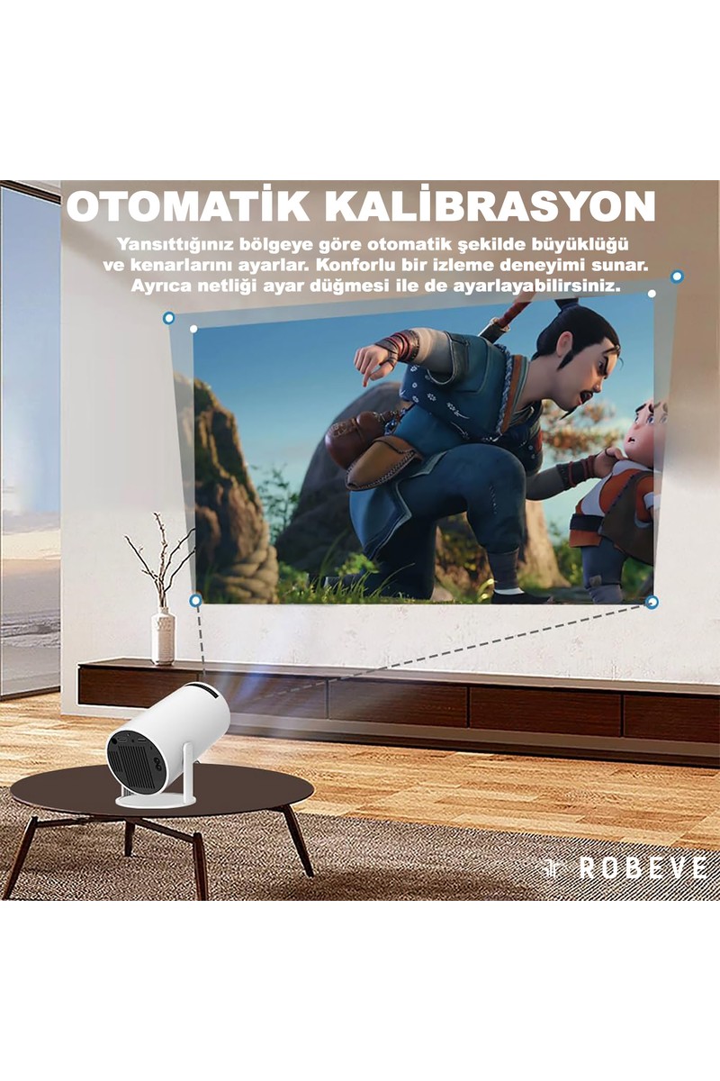 Robeve Robeve Mini Projeksiyon Taşınabilir Projeksiyon Cihazı Hd Projeksiyon Cihazı Android 11 Android Tv Projeksiyon Cihazı Ev Sinema Projeksiyon Akıllı Hoparlörlü Projeksiyon Wifi Bluetooth Taşınabilir — 3. ürün görseli