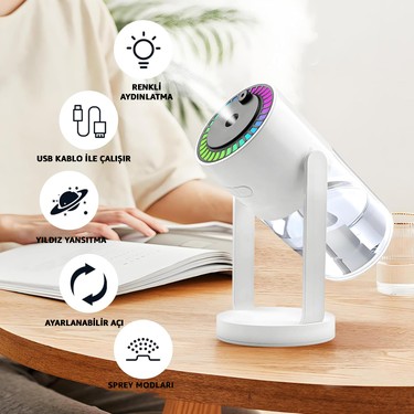 Robeve Robeve Yıldız Projeksiyon Yıldız Projektör Hava Nemlendirici Buhar Makinesi Aroma Difüzör LED — 3. ürün görseli