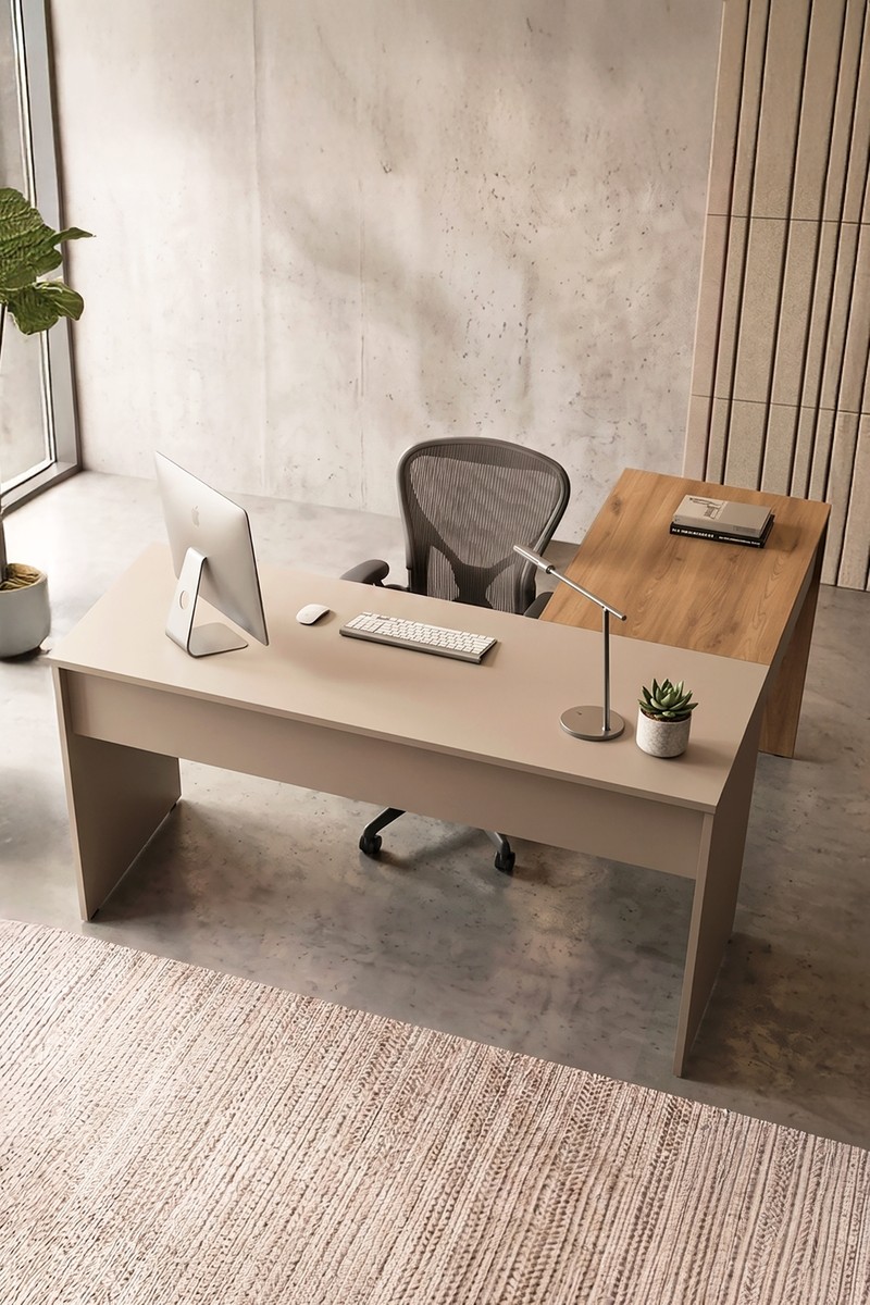 Robin Robin Home Opus Yönetici Ofis Takımı Makam Takımı Çalışma Masası Sehpa Keson 3 Parça Sepet-Kumsal — 3. ürün görseli