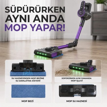 Robo Robo Katlanır Şarjlı Dikey Süpürge Islak Mop Başlıklı — 2. ürün görseli