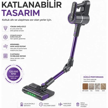 Robo Robo Katlanır Şarjlı Dikey Süpürge Islak Mop Başlıklı — 3. ürün görseli