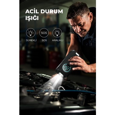 Robo Robo Şarjlı Akü Ateşleyici 4ü Bir arada Lastik Şişirici+Powerbank+Led — 5. ürün görseli