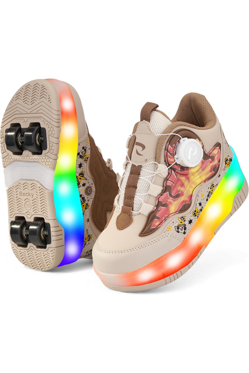 Rocky Rocky Sport Flames Çocuk Patenli, Işıklı Rahat Bej-Kahverengi ve Günlük Ayakkabı & sneaker | Yeni Model Tarz Patenli Kaykay Ayakkabı — 2. ürün görseli