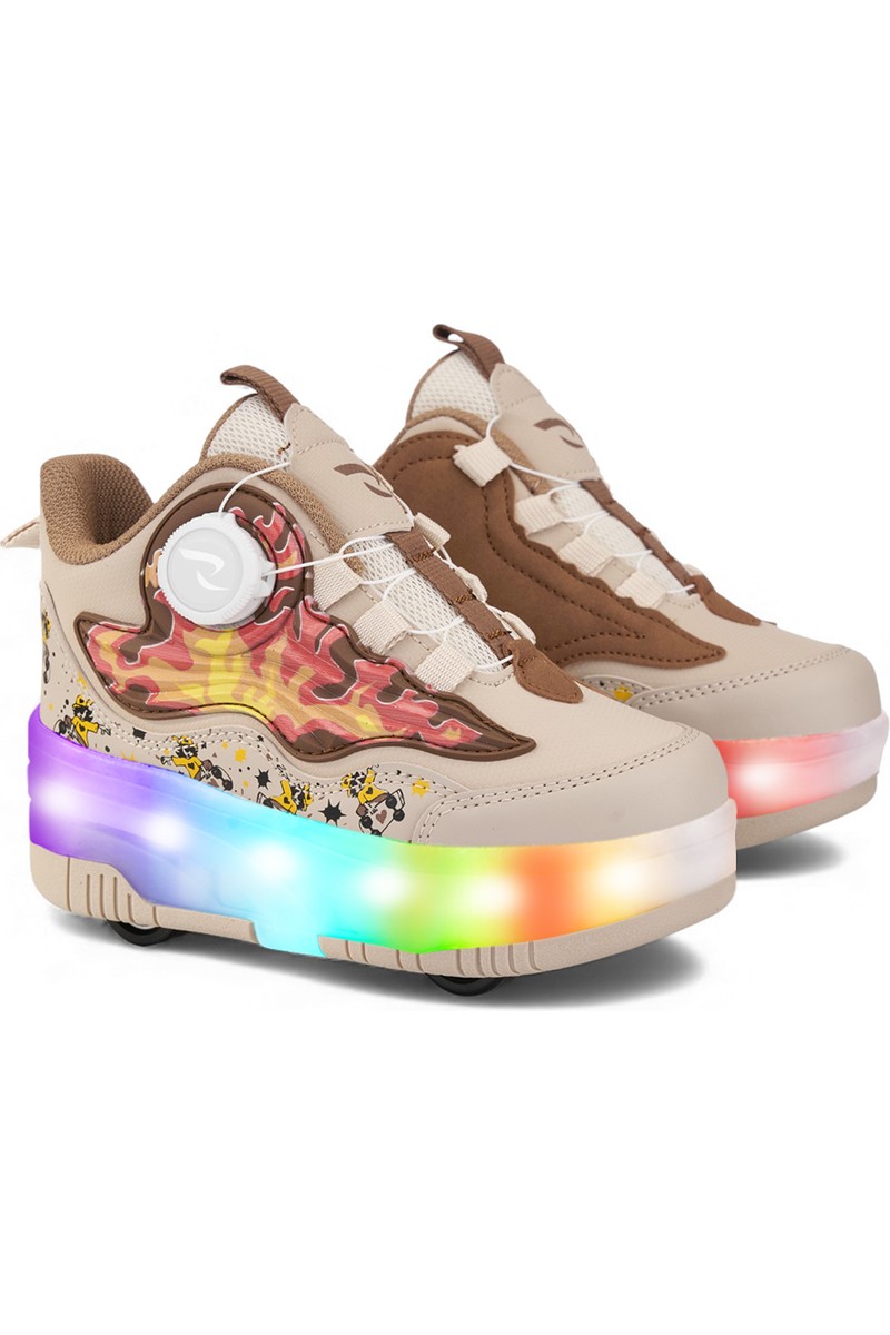 Rocky Rocky Sport Flames Çocuk Patenli, Işıklı Rahat Bej-Kahverengi ve Günlük Ayakkabı & sneaker | Yeni Model Tarz Patenli Kaykay Ayakkabı — 3. ürün görseli