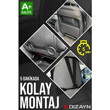 S-Dizayn S-Dizayn Oto Koltuk Koruyucu Kılıf Set Füme Universal 2+3 Parça Ön — 6. ürün görseli