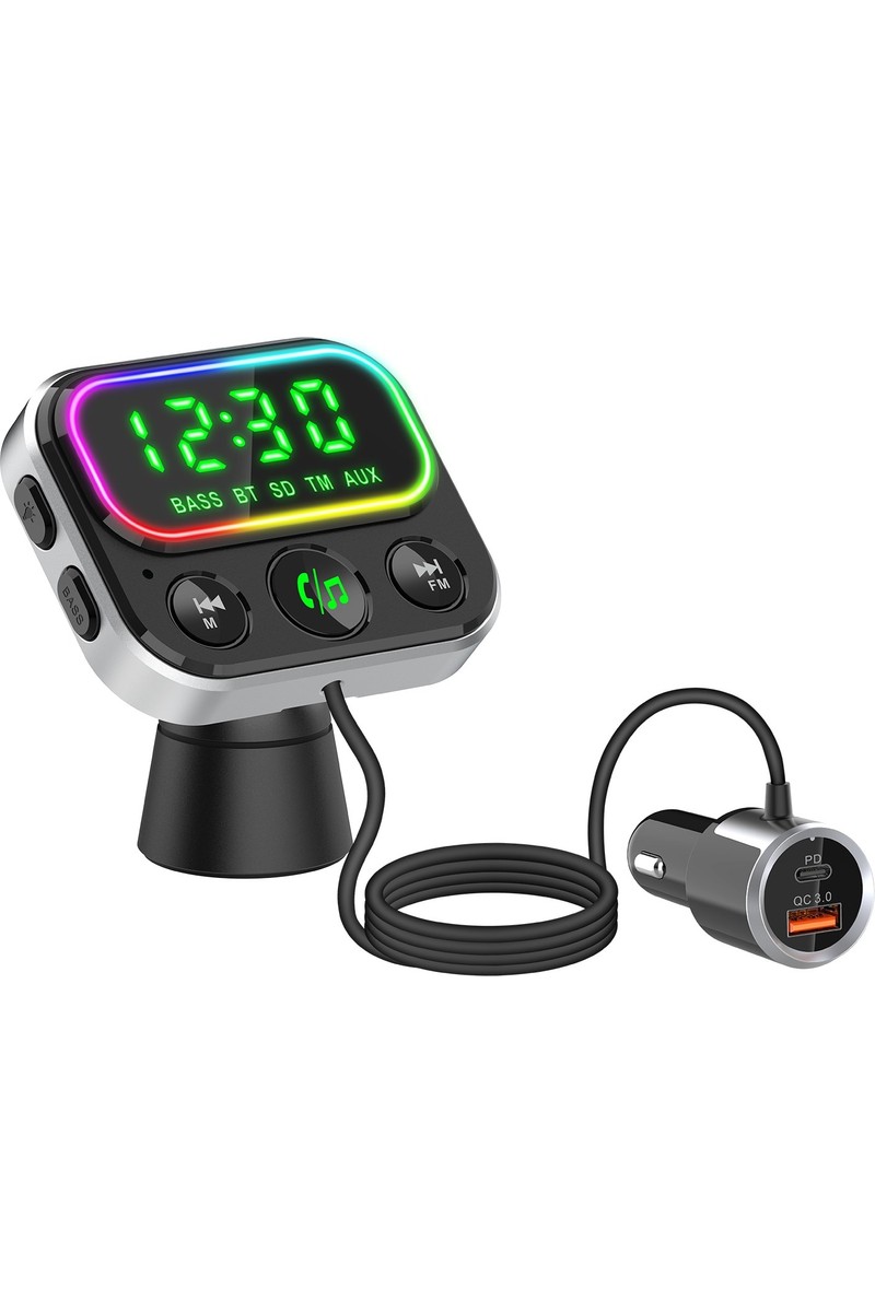 S-Link S-Link SL-BT405 Rgb Bluetooth V5.0 Geniş LED Ekran+Tf Kart Çift USB Qc3.0 ve PD18W Hızlı Şarj Fm Transmitter — 2. ürün görseli