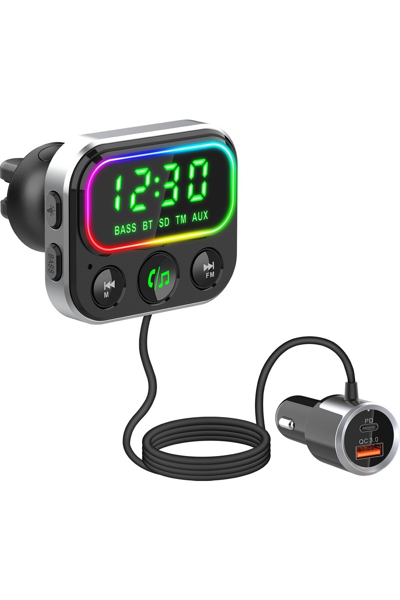 S-Link S-Link SL-BT405 Rgb Bluetooth V5.0 Geniş LED Ekran+Tf Kart Çift USB Qc3.0 ve PD18W Hızlı Şarj Fm Transmitter — 3. ürün görseli