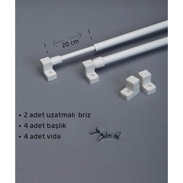 Şahinsoy Perde Şahinsoy Perde 60- 80 cm Briz Çubuğu Ayarlanabilir 2 Adet Alüminyum Perde Borusu 4 Adet — 2. ürün görseli