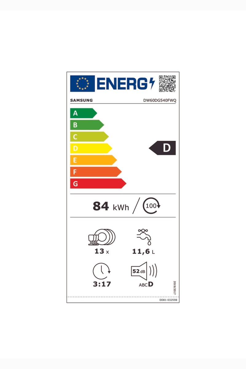 Samsung Samsung DW60DG540FWQ 4 Programlı Bulaşık Makinesi, D Enerji — 5. ürün görseli