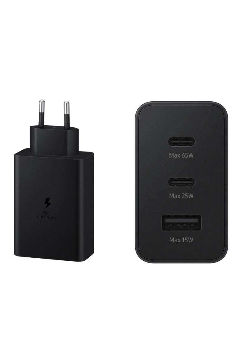 Samsung EP-T6530N Type C & Type A Hızlı Şarj Adaptörü Üçlü (65W - 25W - 15W) - Siyah
