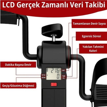 Saravita Saravita Mini Taşınabilir El ve Ayak Egzersiz Kondisyon Bisikleti | Ayarlanabilir Dirençli, LCD — 4. ürün görseli