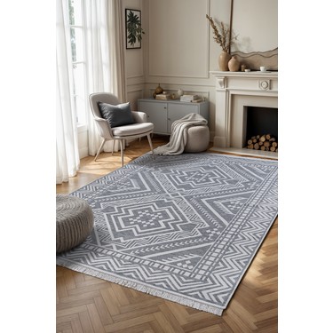 Saraz Halı Saraz Halı Bohem Touch Serisi Çift Taraflı Dokuma Pamuklu Kilim 1701 Siyah Renkli Modern — 2. ürün görseli