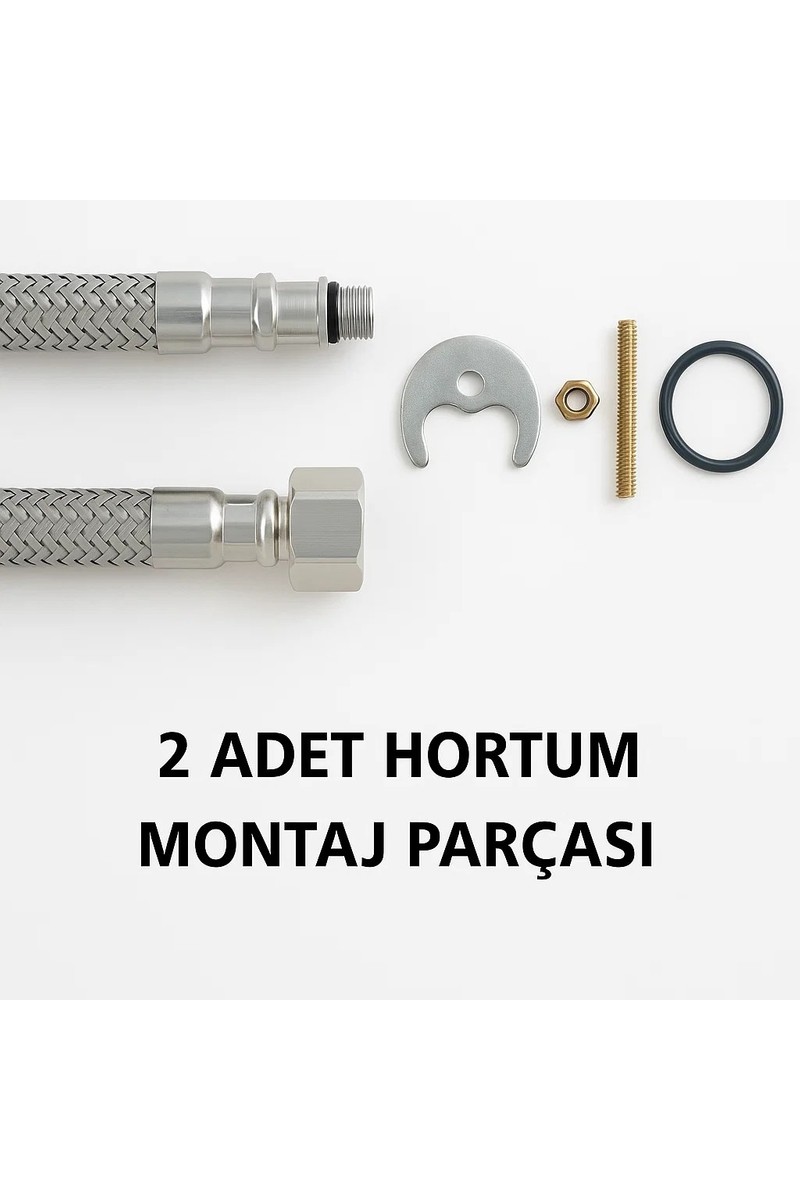 Sardıcı Sardıcı Lavabo Batarayası Çift Su Girişli Gümüş Renkli Modern Tasarım — 5. ürün görseli