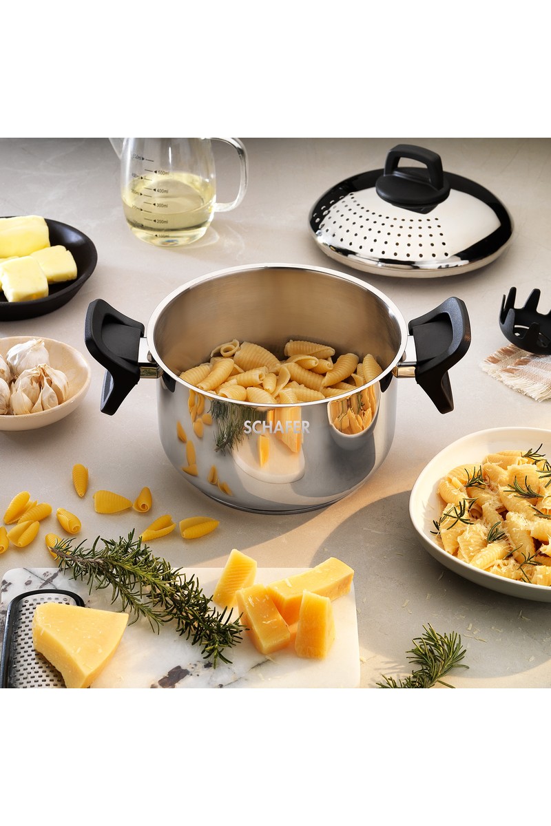 Schafer Schafer Gurme Süzgeçli Makarna Tenceresi 2 Parça Gümüş Çelik 22 cm Derin Tencere — 2. ürün görseli