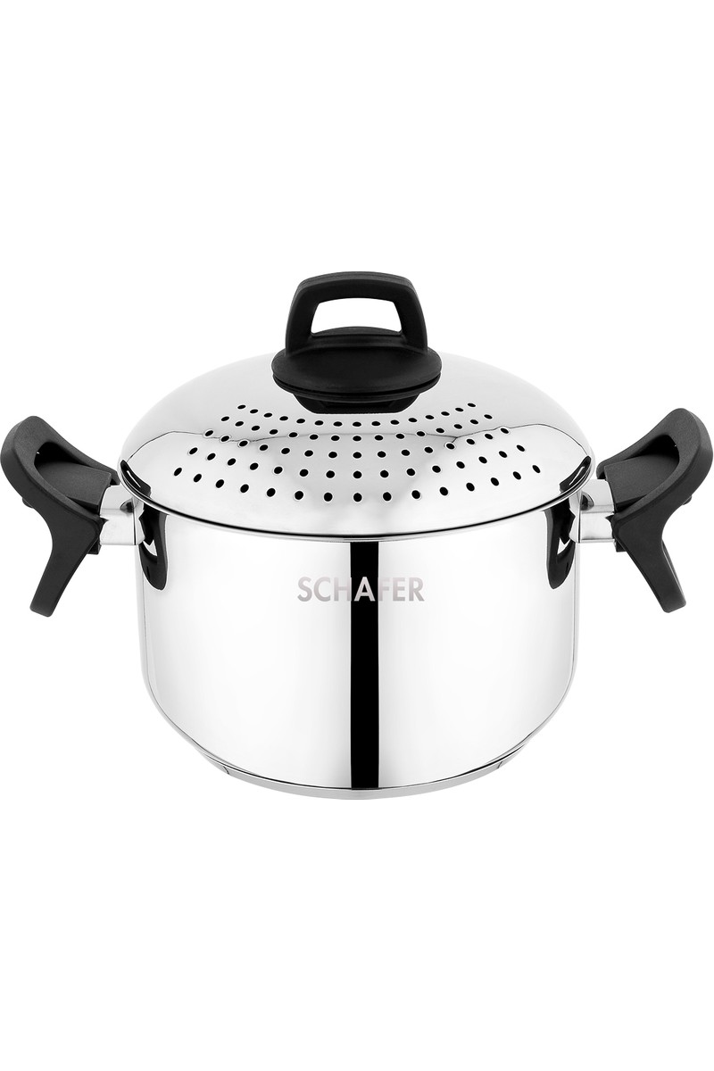 Schafer Schafer Gurme Süzgeçli Makarna Tenceresi 2 Parça Gümüş Çelik 22 cm Derin Tencere — 3. ürün görseli