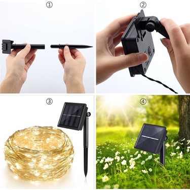 Schulzz Schulzz Solar Güneş Enerjili Su Geçirmez 10 Metre 100 Led Dış Bahçe Aydınlatma Enerji — 4. ürün görseli
