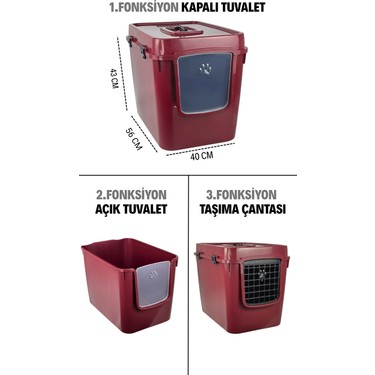Sennedilersen Sennedilersen Petgrow Xxl 3 Fonksiyonlu Premium Kapalı Kedi Tuvaleti ve Taşıma Çantası 56 x 40 x 43 fiyatı ve görseli