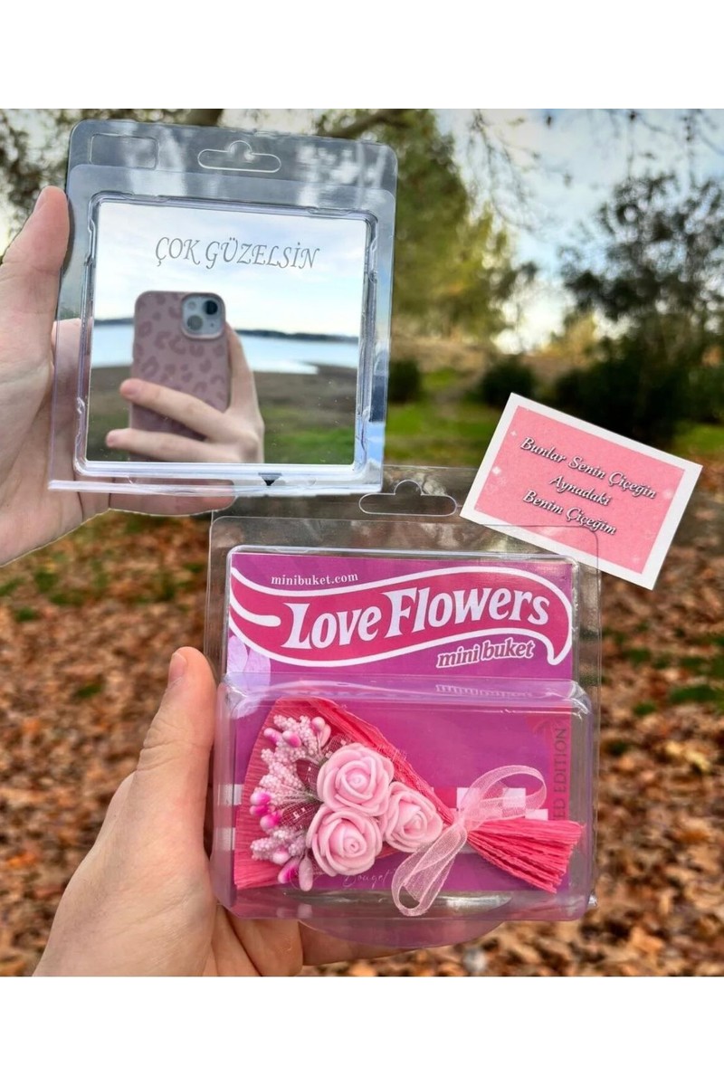 Sepetten Eve Mini Buket Çiçek Aynalı Love Flowers Hot Flowers Hediyesi Nzl Anneler Günü