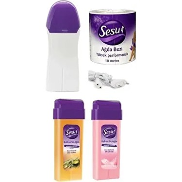 Sesu Sesu 2 Kartuş Roll-On Kolay Ağda Seti 10 mt Ağda Bezi ve 2 Yıl Garantili Ağda Makinesi ile Tüm Cilt fiyatı ve görseli