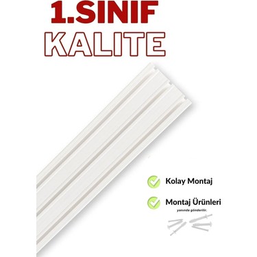 setekshome setekshome 3 Raylı Korniş Perde Rayı Beyaz Plastik Malzeme ile Sağlam Ambalaj 3 — 5. ürün görseli