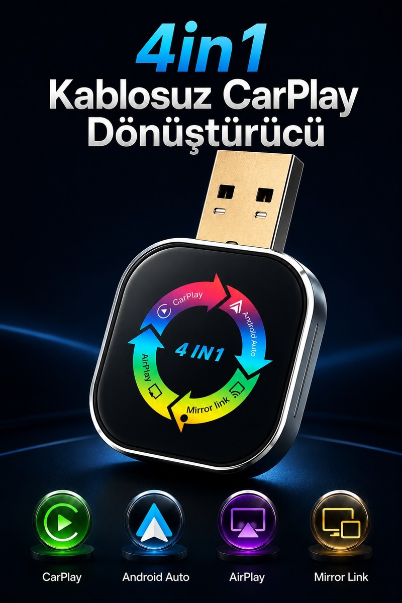 Seyutech 4'ü 1 Arada Kablosuz Araç Ekran Yansıtıcı Ios & Android Uyumlu Carplay Android Auto Adaptörü