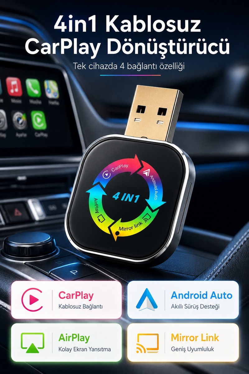Seyutech Seyutech 4'ü 1 Arada Kablosuz Araç Ekran Yansıtıcı Ios & Android Uyumlu Carplay Android Auto Adaptörü — 2. ürün görseli