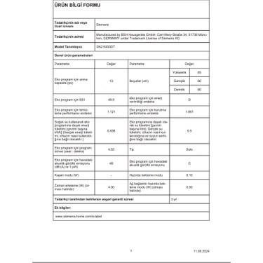 Siemens Siemens SN216I00DT 6 Programlı 13 Kişilik Bulaşık — 5. ürün görseli