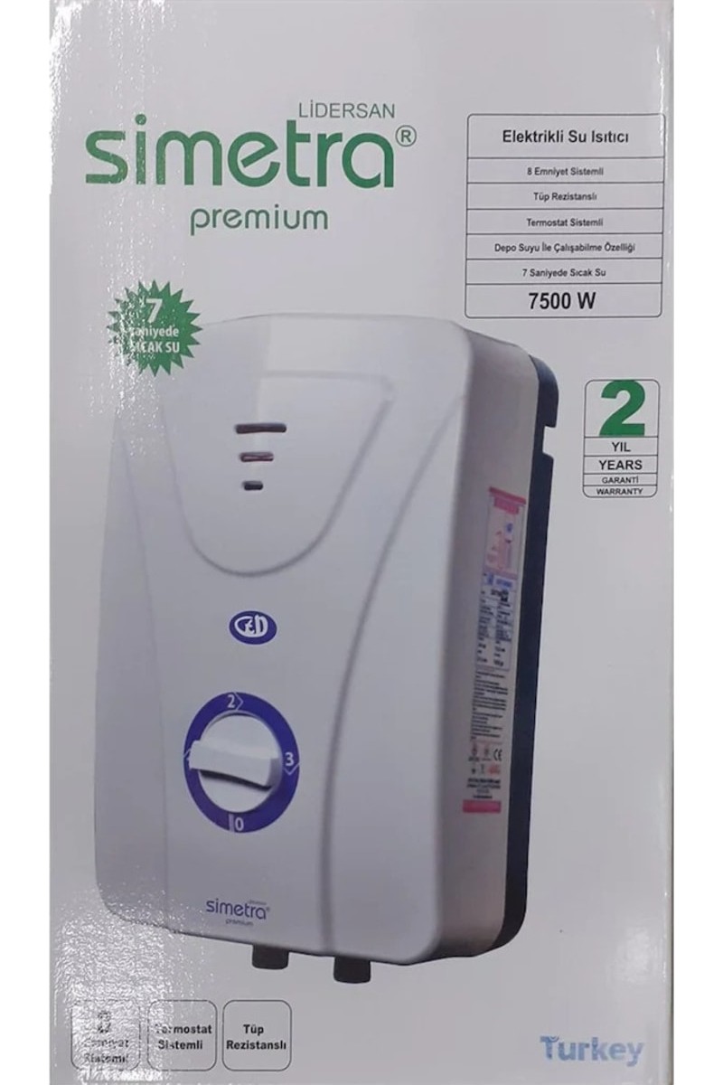 Simetra Premium 7500 W Elektrikli Şofben Ani Su Isıtıcı 10 lt/dk Kapasite ile Hızlı Isıtma SMT120095