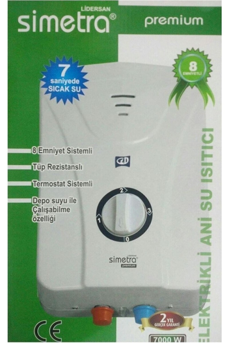Simetra Premium Elektrikli Şofben Ani Su Isıtıcı 7000W 8 lt/dk SMT120095 Emniyetli Kullanım